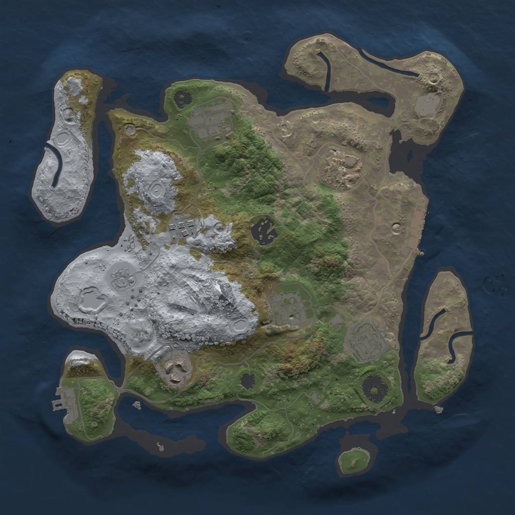 Rust Map: Procedural Map, Size: 3000, Seed: 106141219, 13 Monuments