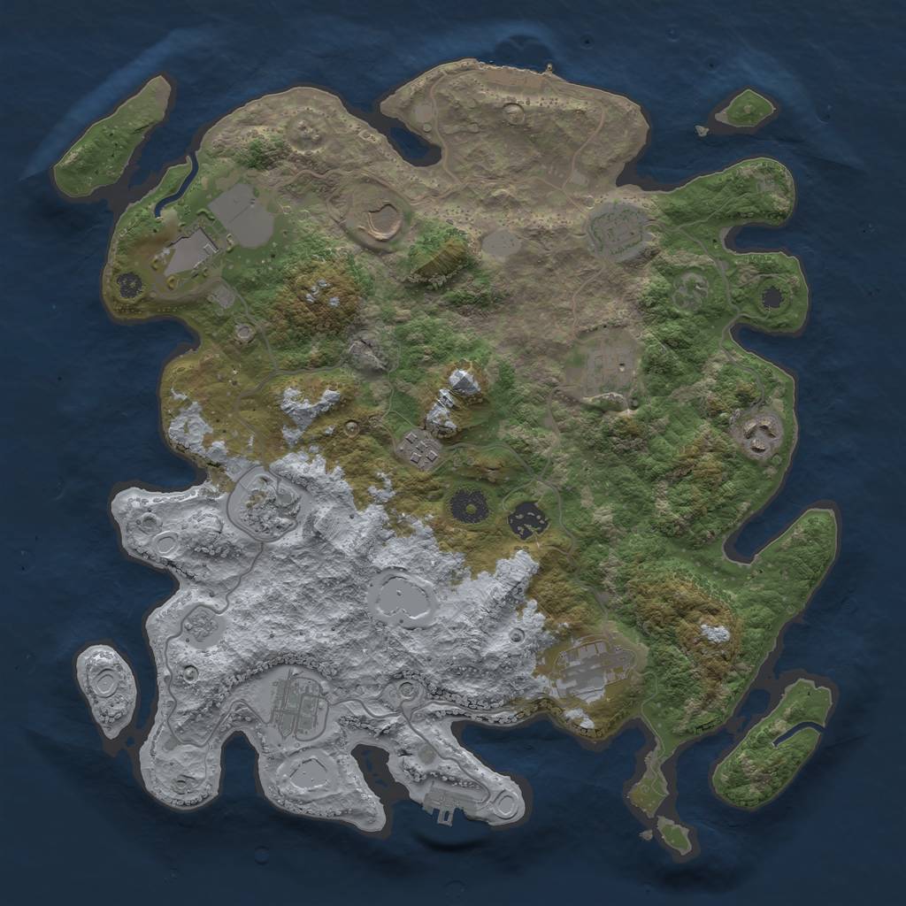 Rust Map: Procedural Map, Size: 3700, Seed: 30923, 17 Monuments