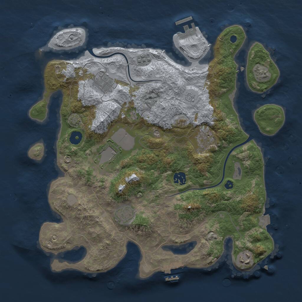 Rust Map: Procedural Map, Size: 3500, Seed: 543211678, 13 Monuments