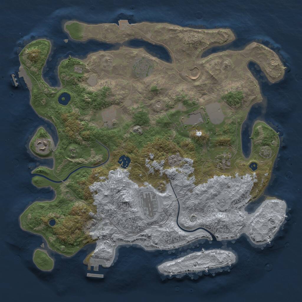Rust Map: Procedural Map, Size: 3700, Seed: 875485241, 15 Monuments