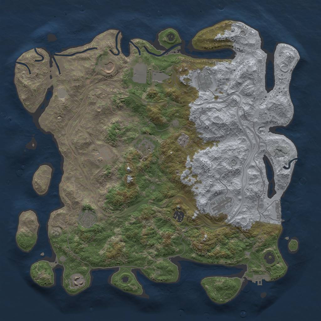 Rust Map: Procedural Map, Size: 4250, Seed: 121185706, 17 Monuments