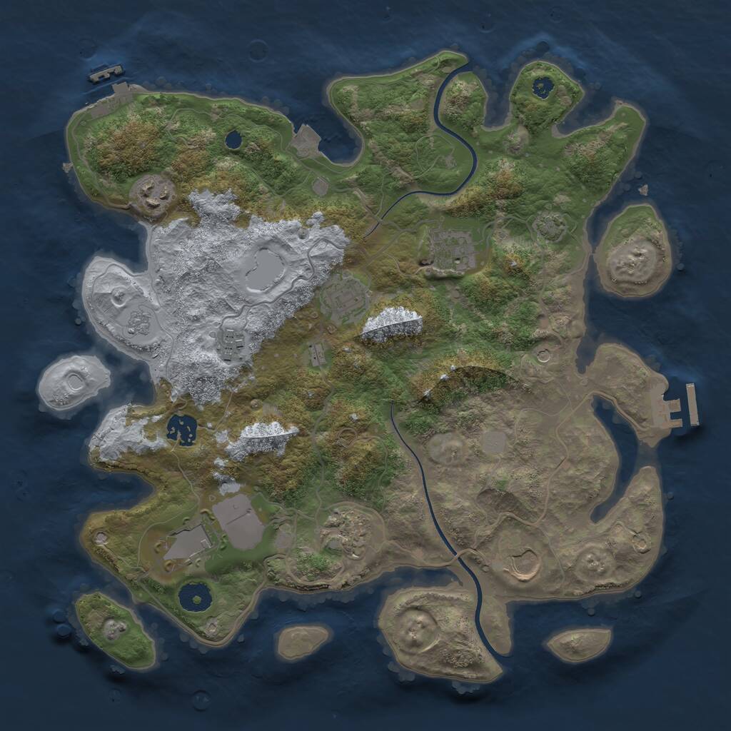 Rust Map: Procedural Map, Size: 3500, Seed: 1062123589, 14 Monuments