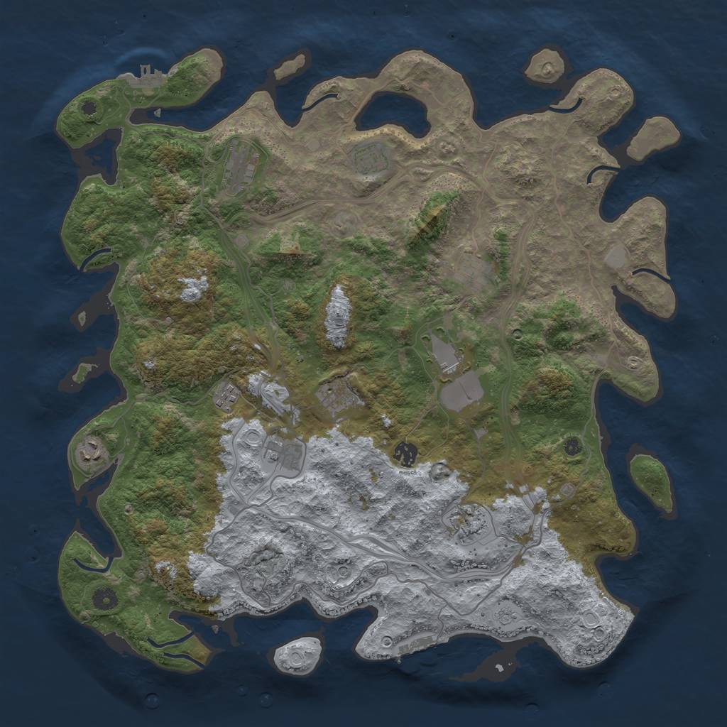 Rust Map: Procedural Map, Size: 4500, Seed: 1365756200, 17 Monuments