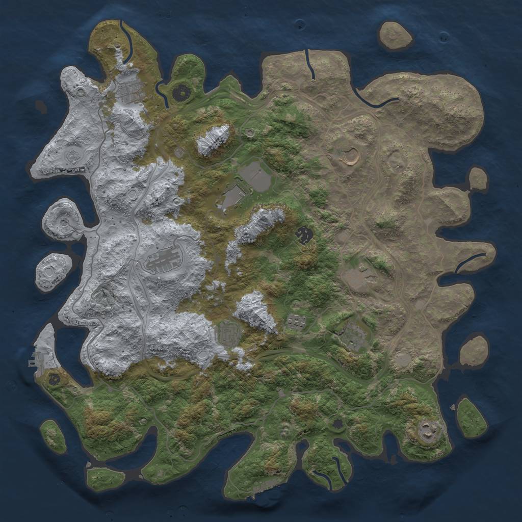 Rust Map: Procedural Map, Size: 4500, Seed: 1999215820, 17 Monuments