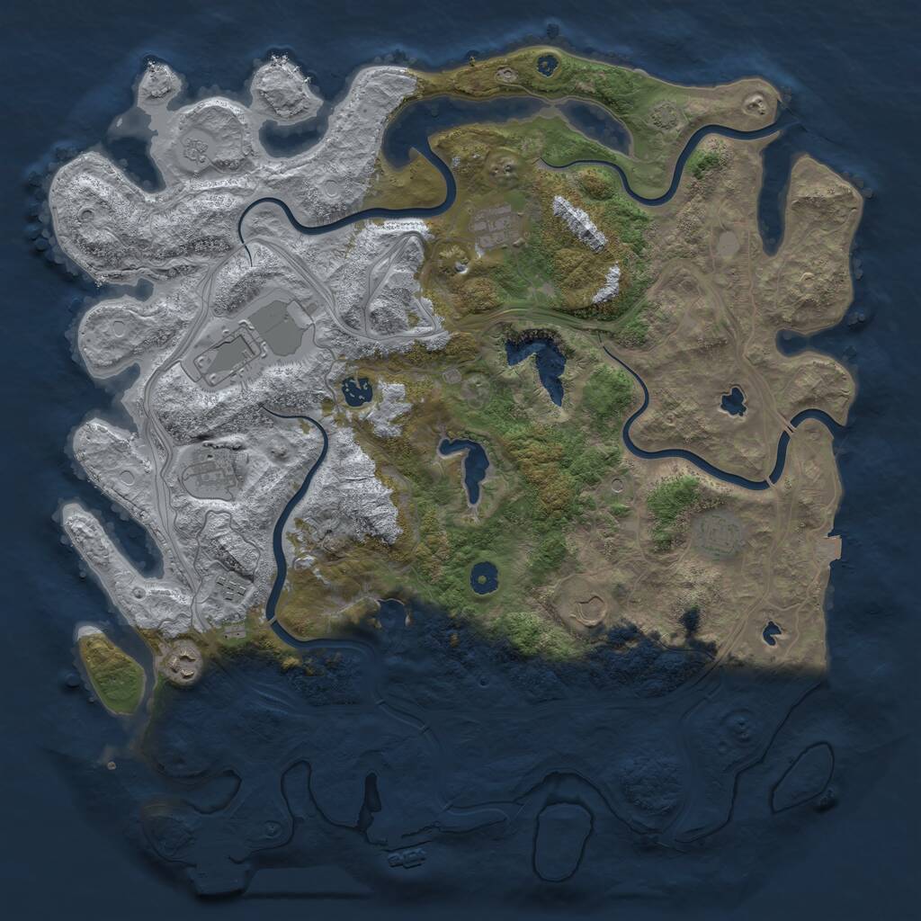Rust Map: Procedural Map, Size: 4500, Seed: 1664281511, 14 Monuments