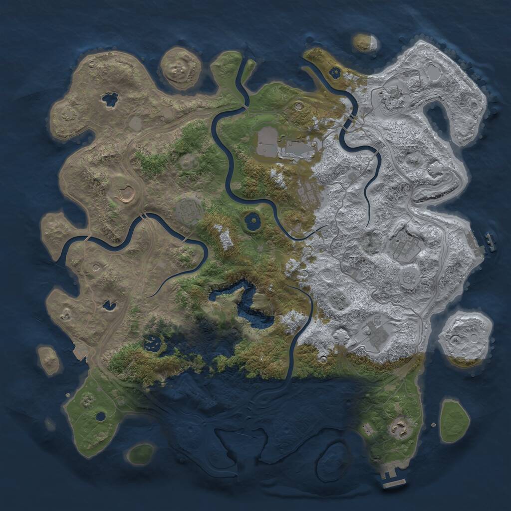 Rust Map: Procedural Map, Size: 4500, Seed: 100902, 16 Monuments
