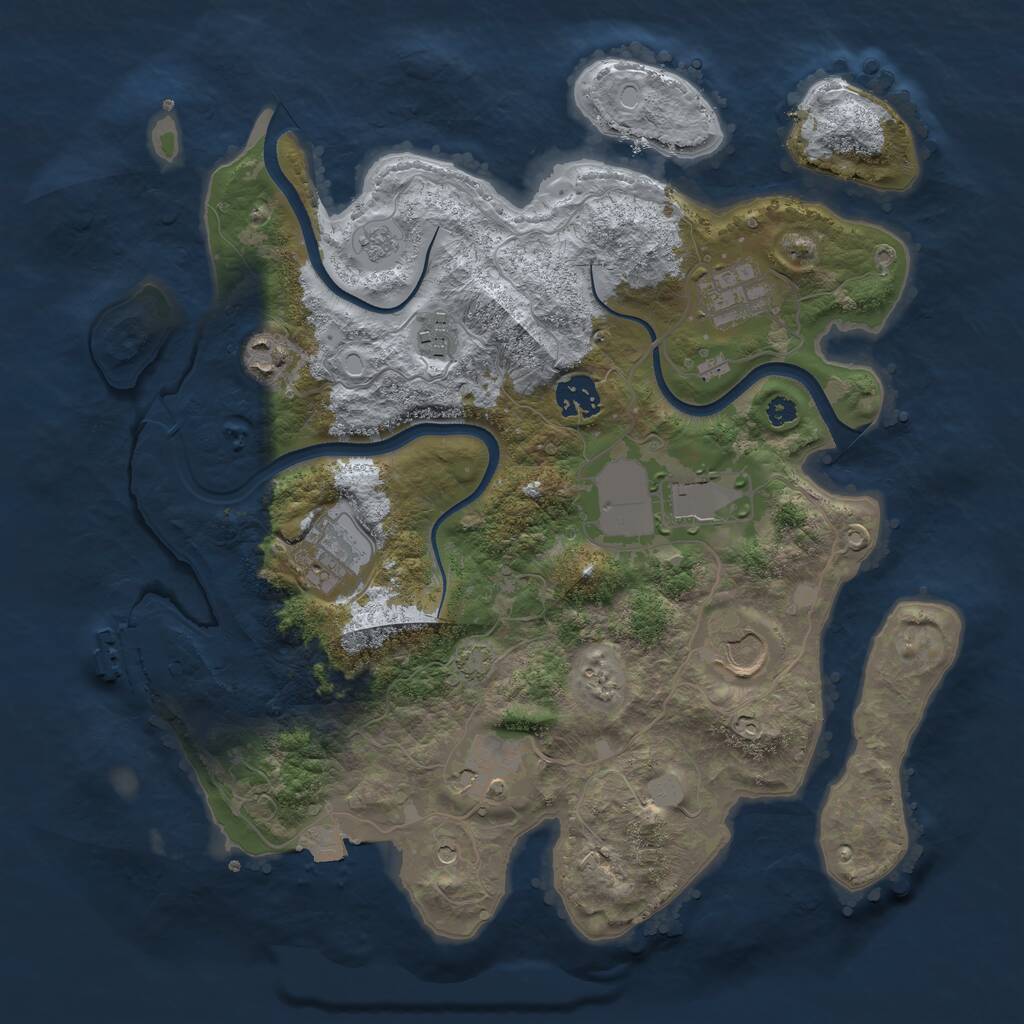 Rust Map: Procedural Map, Size: 3500, Seed: 121082, 13 Monuments