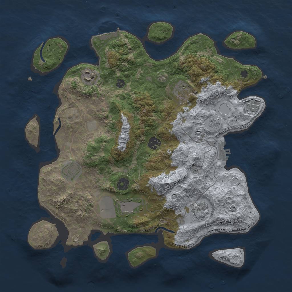 Rust Map: Procedural Map, Size: 3500, Seed: 1971656686, 14 Monuments