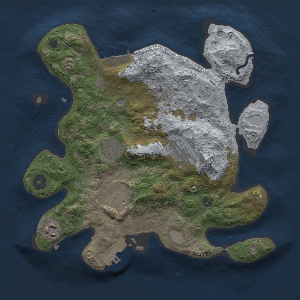 Rust Map: Procedural Map, Size: 3000, Seed: 2097357009, 11 Monuments