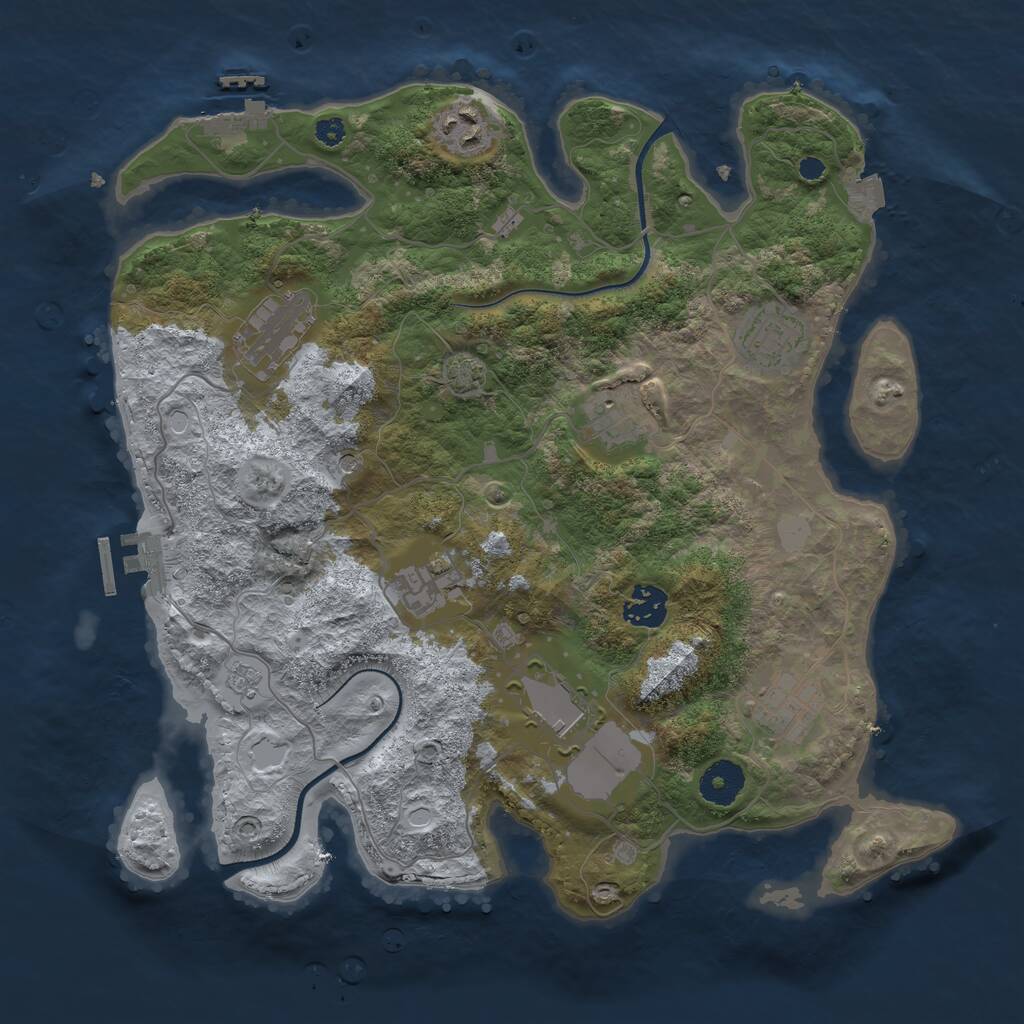 Rust Map: Procedural Map, Size: 3500, Seed: 84652, 14 Monuments