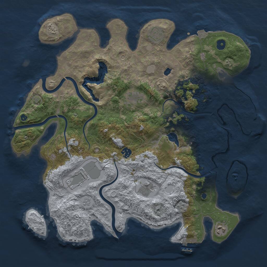 Rust Map: Procedural Map, Size: 4050, Seed: 2057366087, 13 Monuments