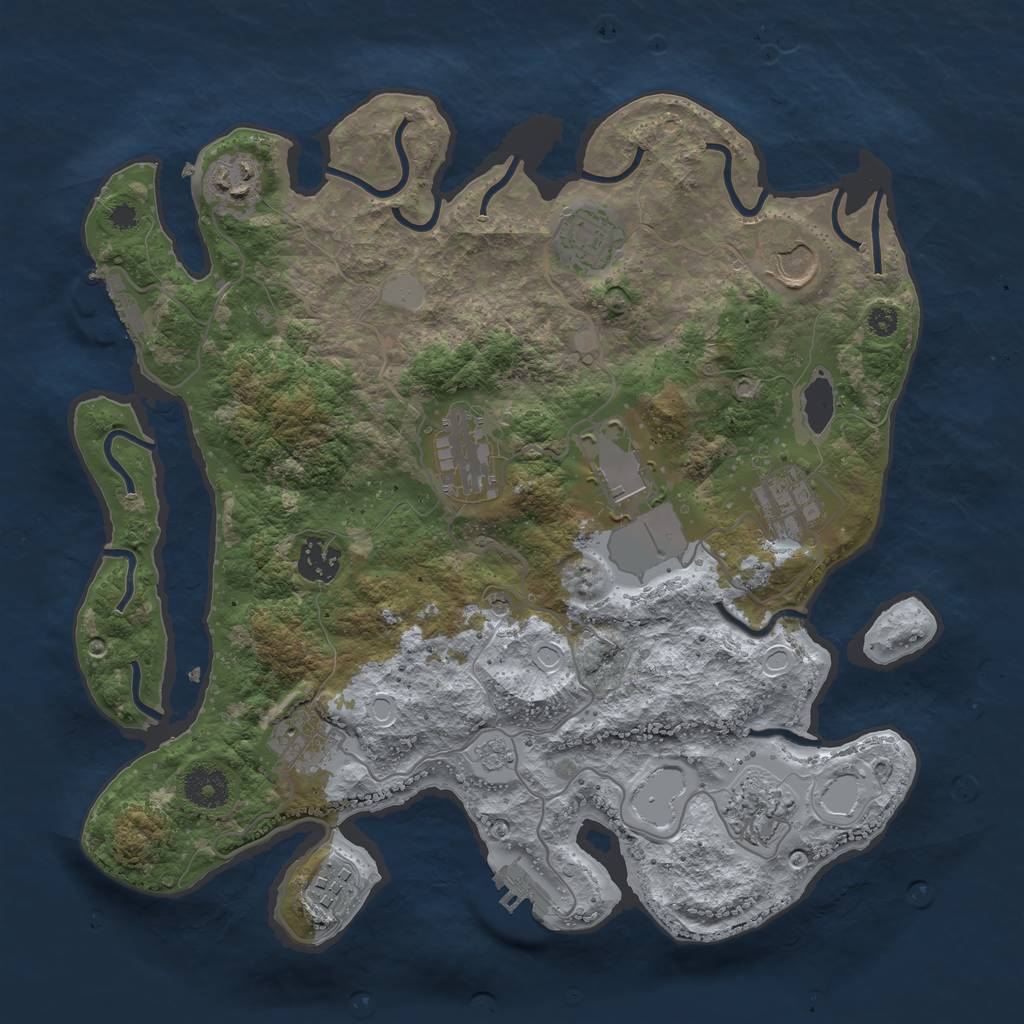 Rust Map: Procedural Map, Size: 3500, Seed: 273558854, 17 Monuments