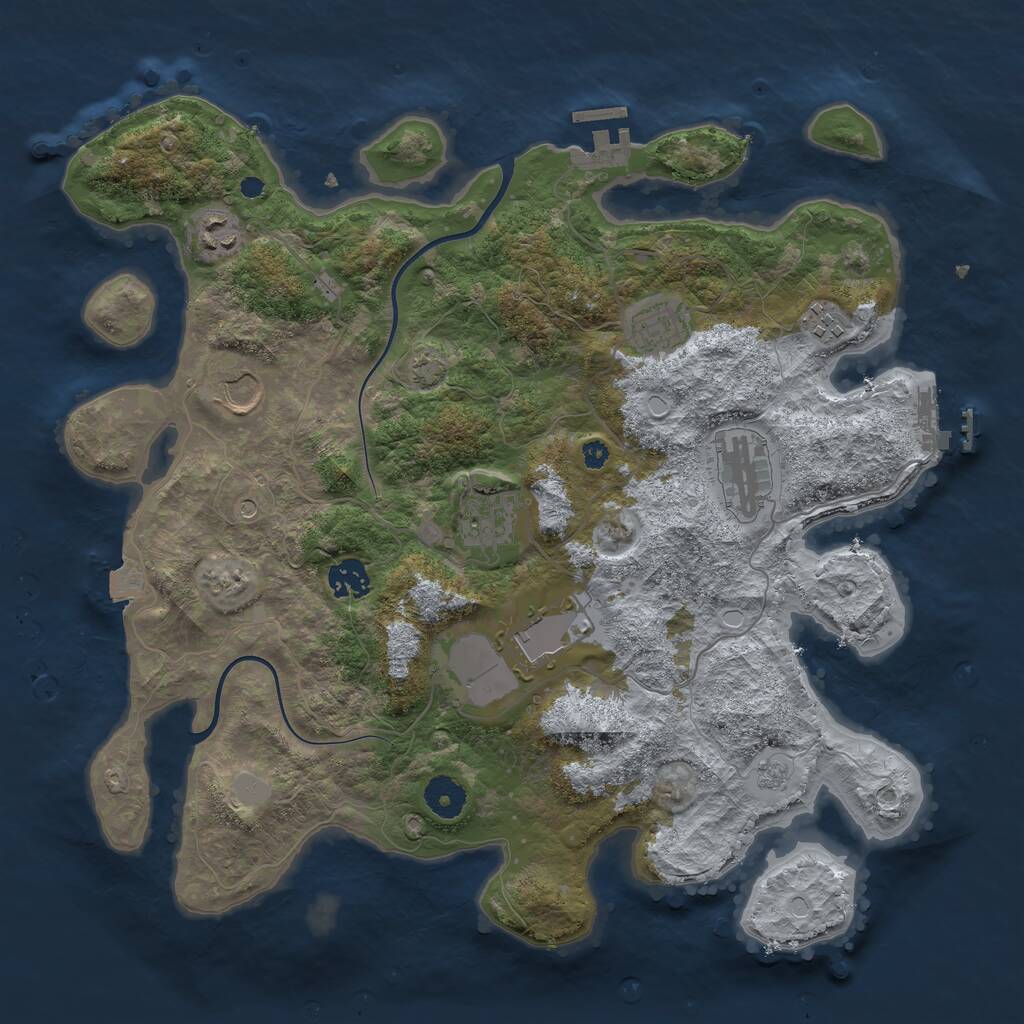 Rust Map: Procedural Map, Size: 3750, Seed: 1732324733, 14 Monuments