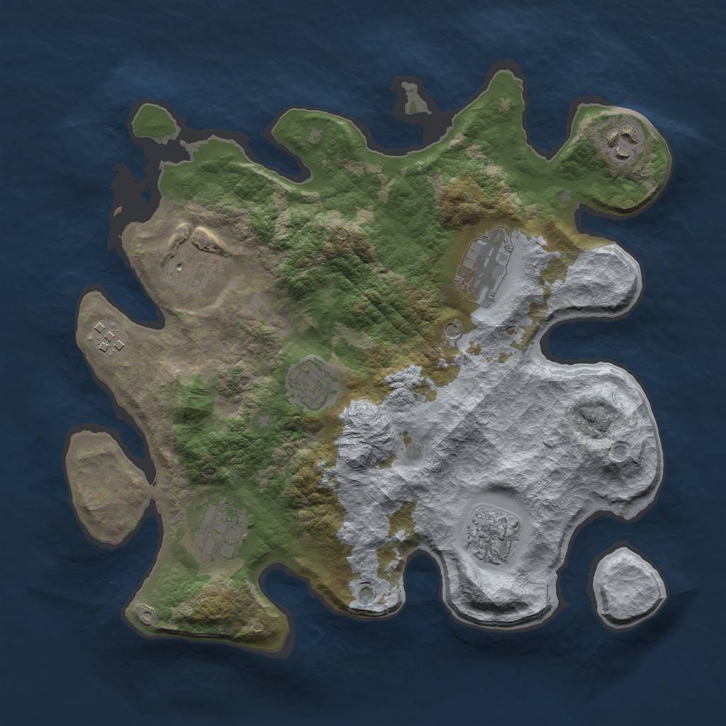 Rust Map: Barren, Size: 3100, Seed: 712372, 10 Monuments
