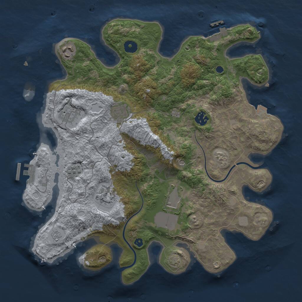 Rust Map: Procedural Map, Size: 3500, Seed: 1026836987, 13 Monuments