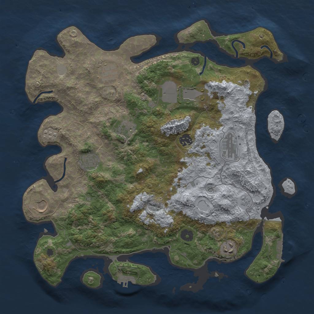 Rust Map: Procedural Map, Size: 3800, Seed: 3452345, 16 Monuments