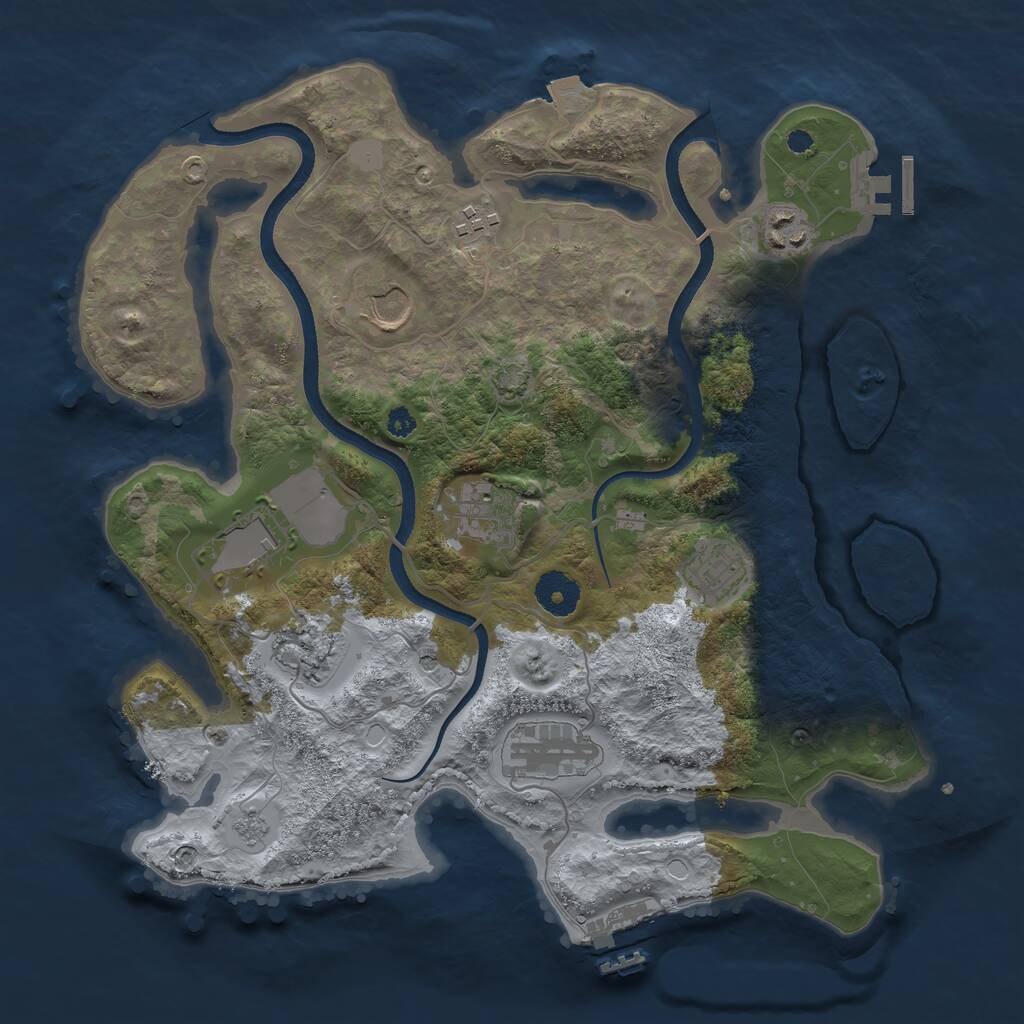 Rust Map: Procedural Map, Size: 3500, Seed: 442137337, 14 Monuments