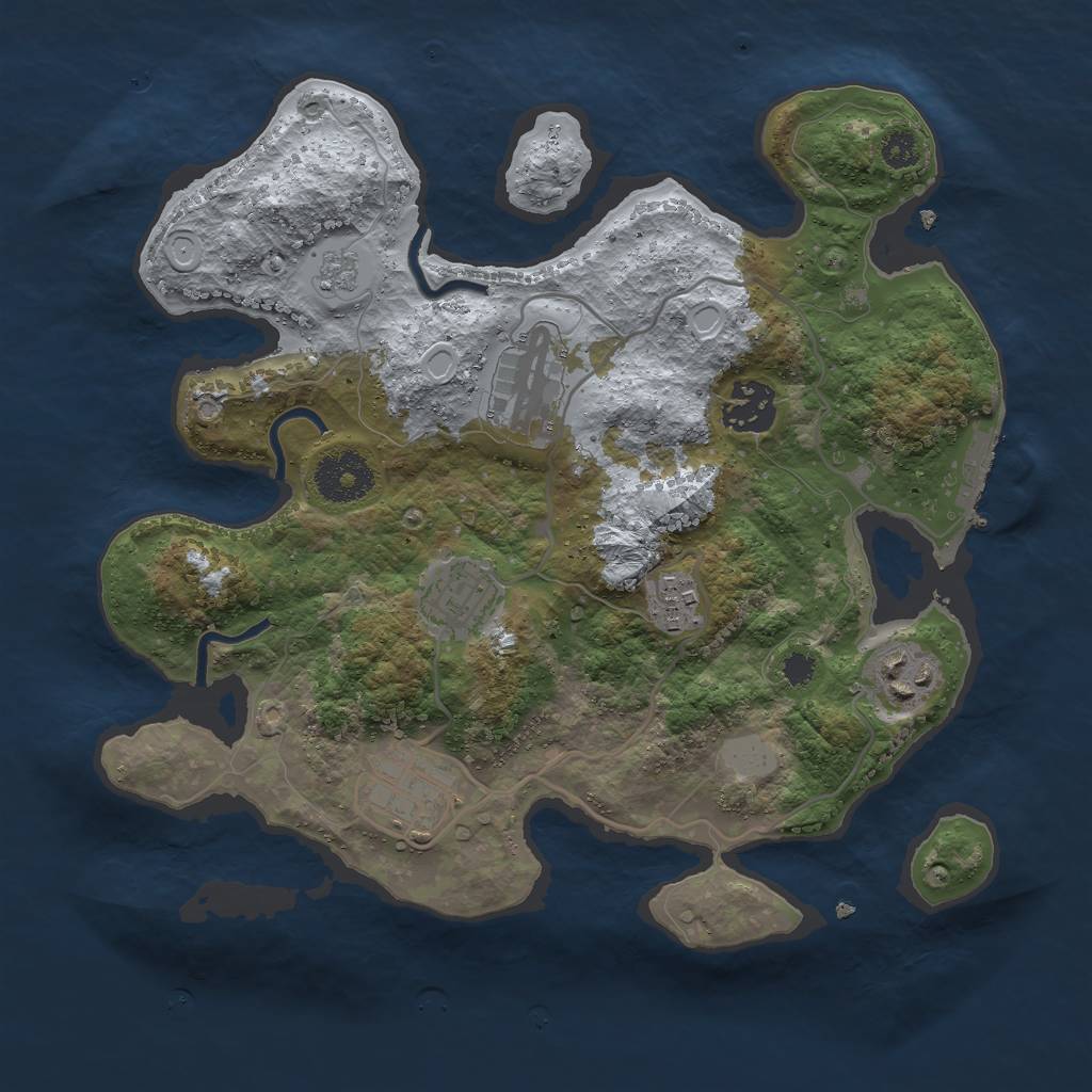 Rust Map: Procedural Map, Size: 3000, Seed: 1383782030, 11 Monuments