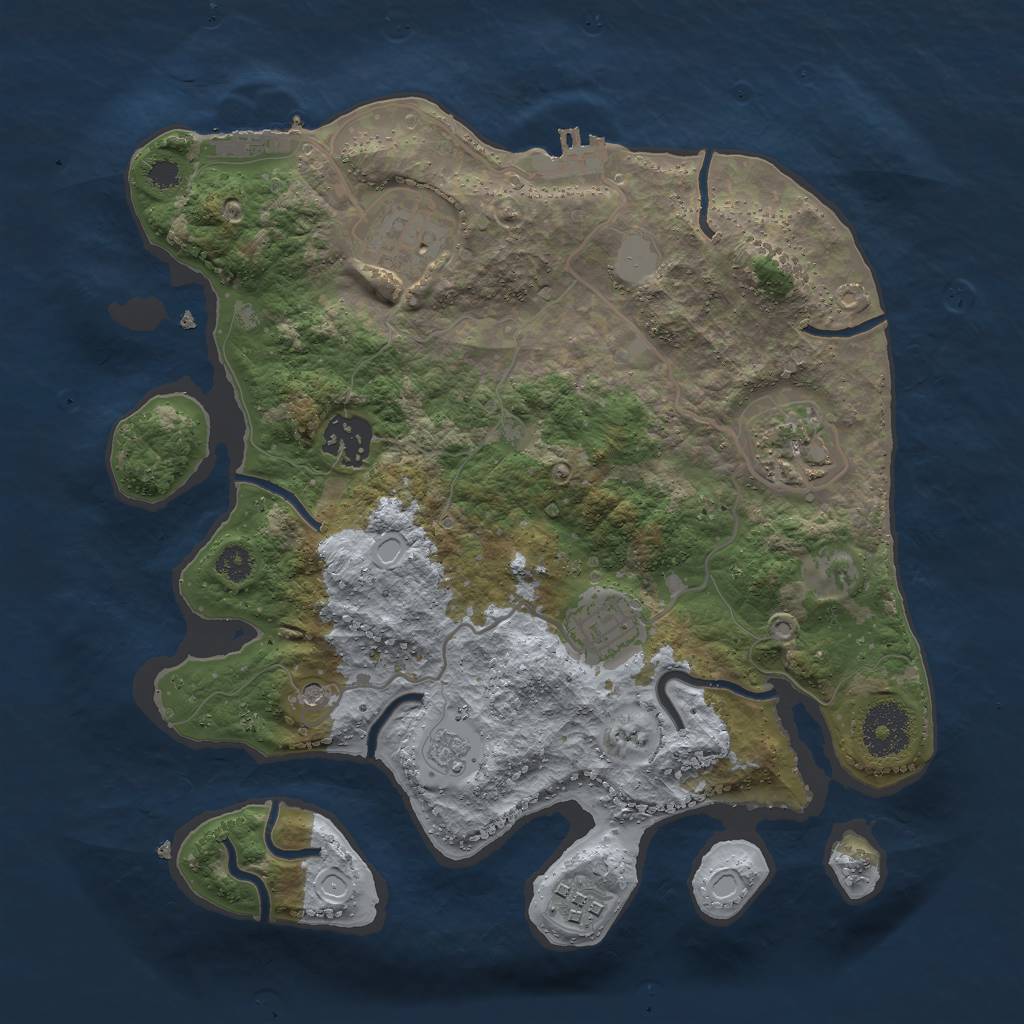 Rust Map: Procedural Map, Size: 3000, Seed: 1486264300, 12 Monuments