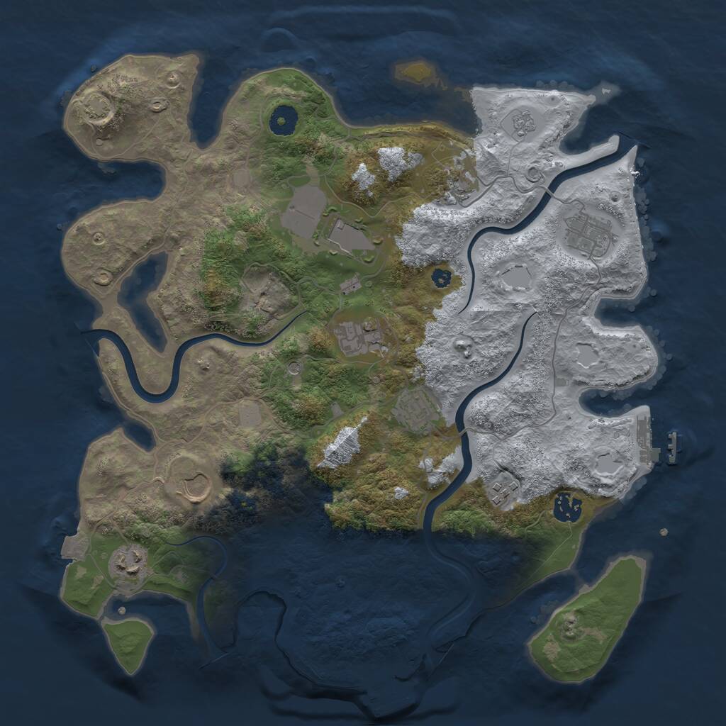 Rust Map: Procedural Map, Size: 3700, Seed: 1308125883, 15 Monuments