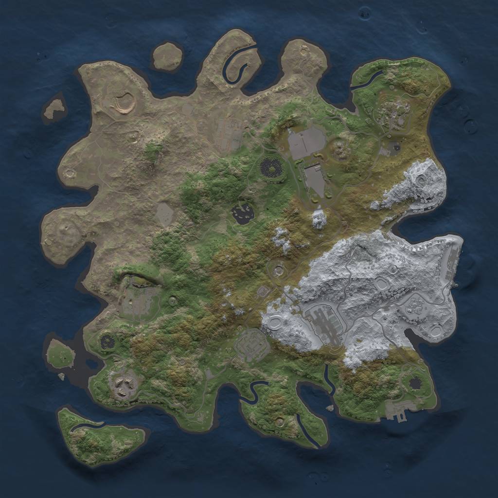 Rust Map: Procedural Map, Size: 3500, Seed: 1678742366, 16 Monuments
