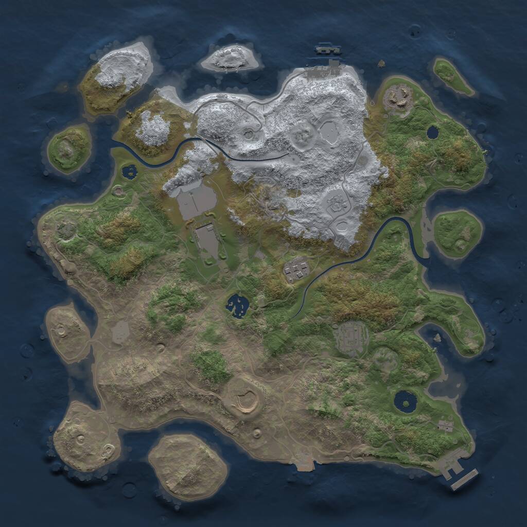 Rust Map: Procedural Map, Size: 3500, Seed: 1385195312, 12 Monuments