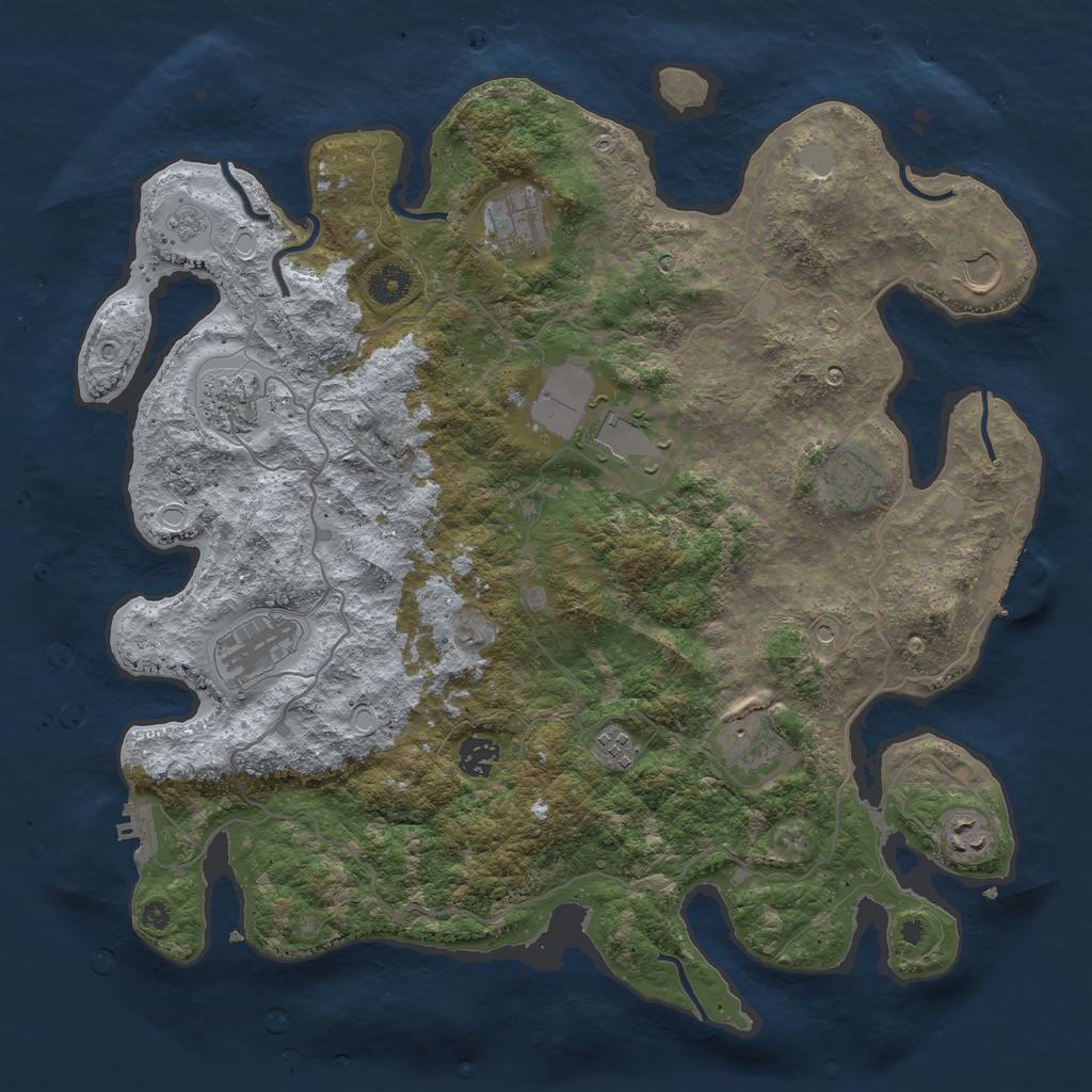 Rust Map: Procedural Map, Size: 4000, Seed: 1078594509, 17 Monuments