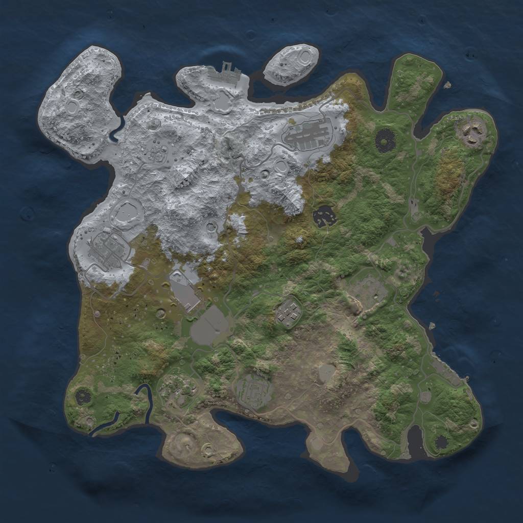 Rust Map: Procedural Map, Size: 3500, Seed: 917146702, 16 Monuments