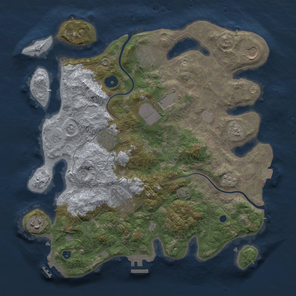 Rust Map: Procedural Map, Size: 3500, Seed: 2235002, 13 Monuments