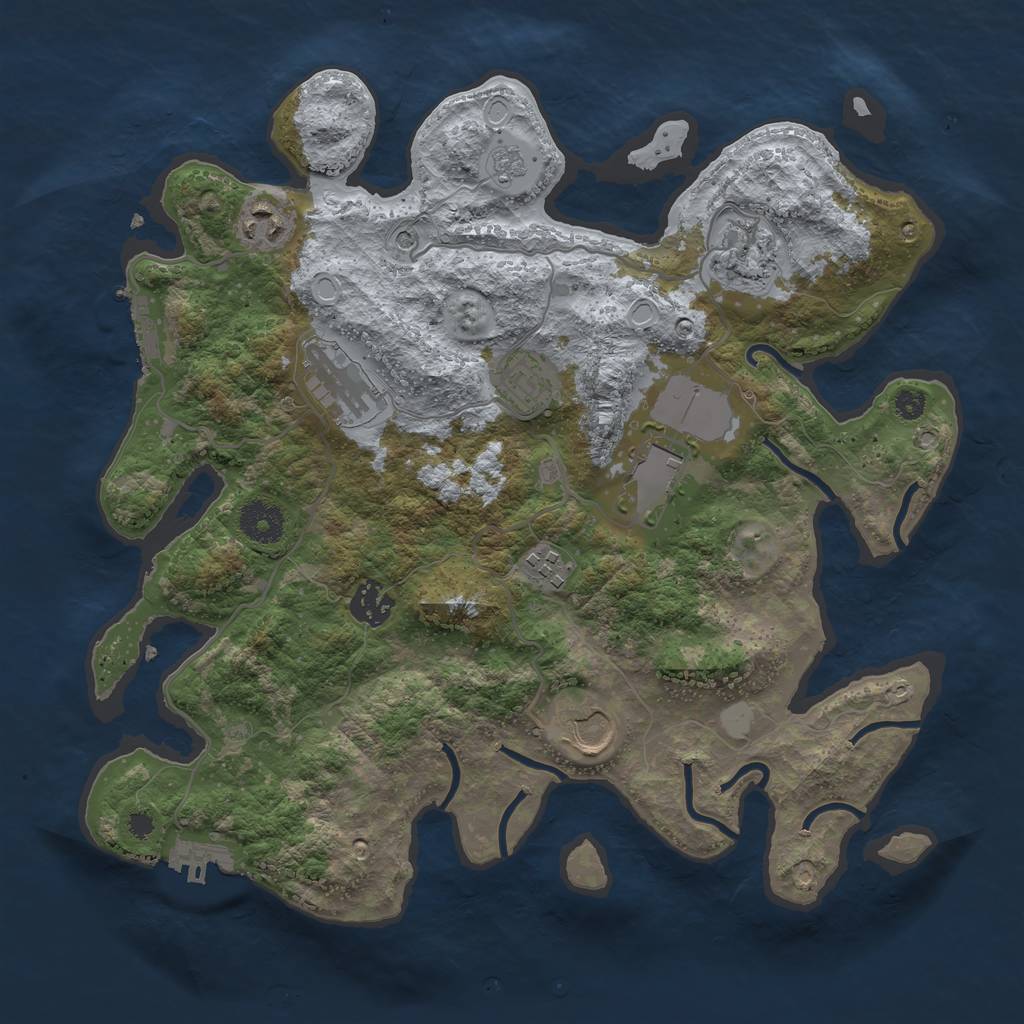 Rust Map: Procedural Map, Size: 3500, Seed: 2006304207, 15 Monuments