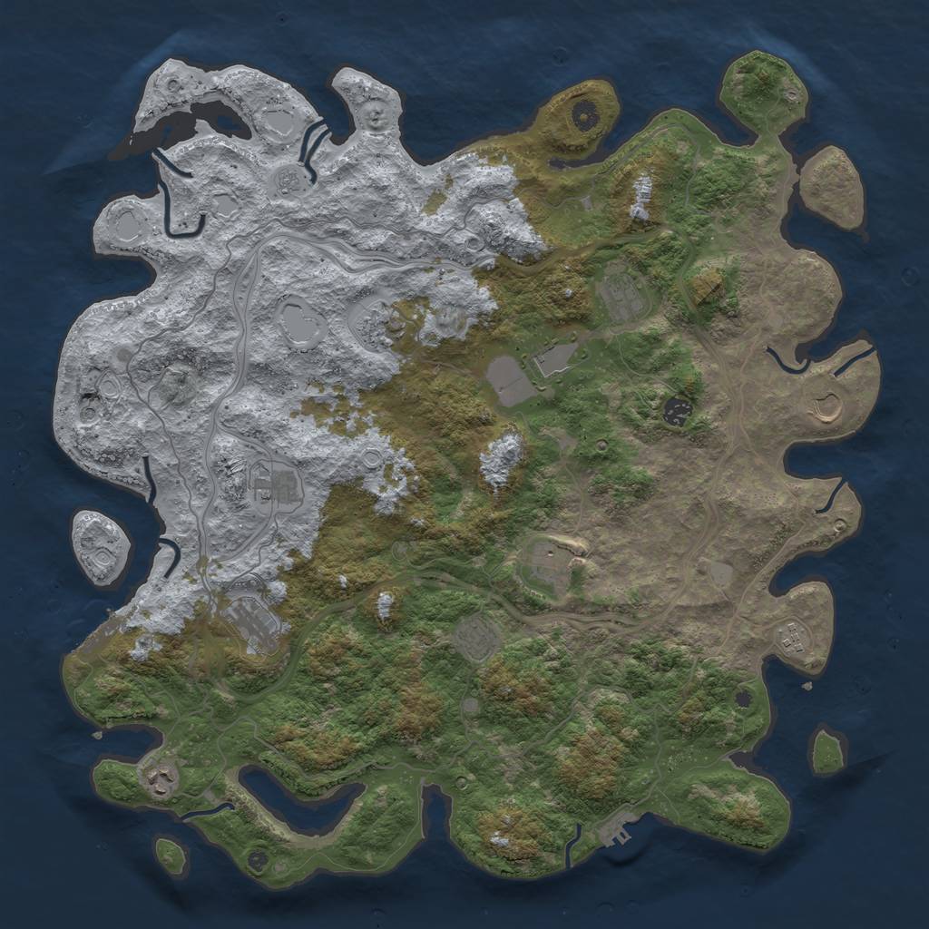 Rust Map: Procedural Map, Size: 4800, Seed: 1197014540, 18 Monuments