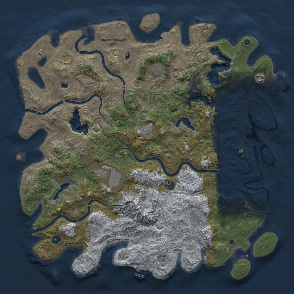 Rust Map: Procedural Map, Size: 5000, Seed: 1262919611, 17 Monuments