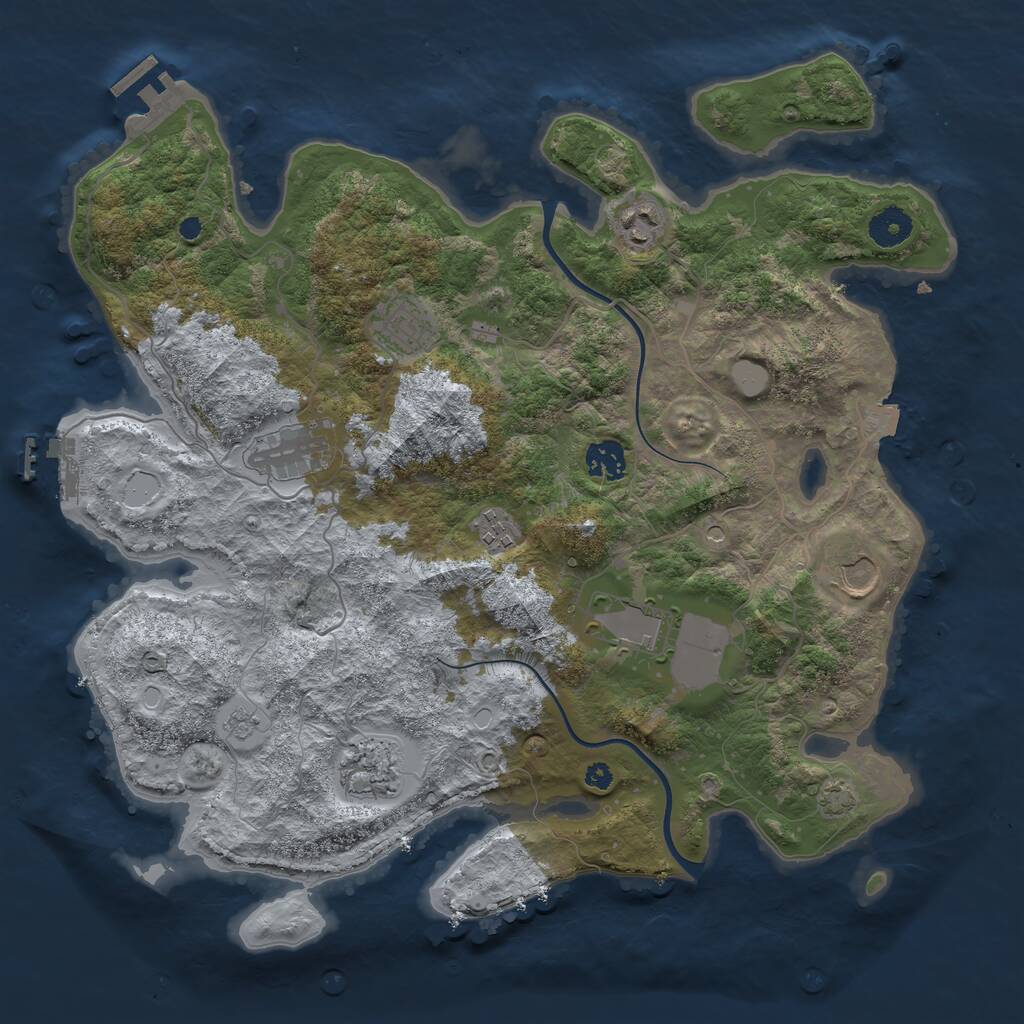 Rust Map: Procedural Map, Size: 3750, Seed: 452500520, 14 Monuments