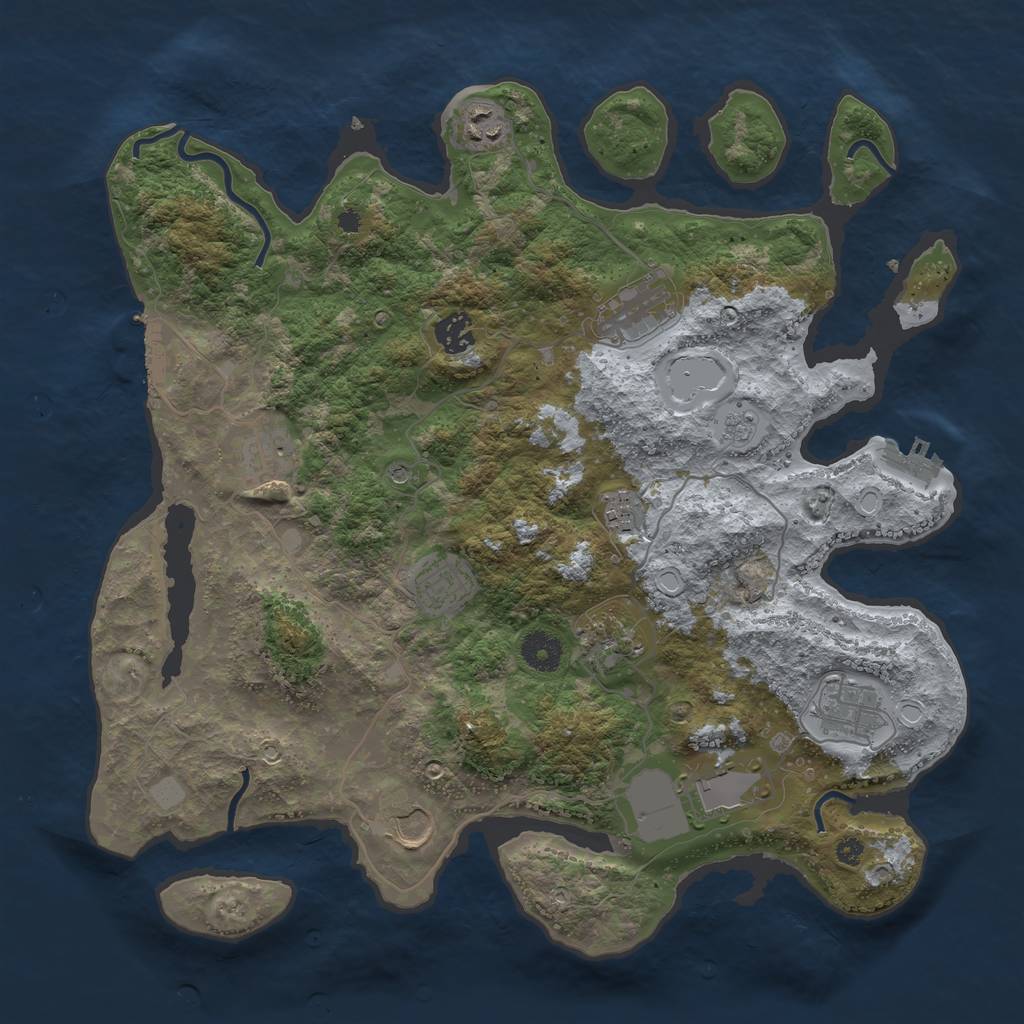 Rust Map: Procedural Map, Size: 3800, Seed: 1245328380, 17 Monuments