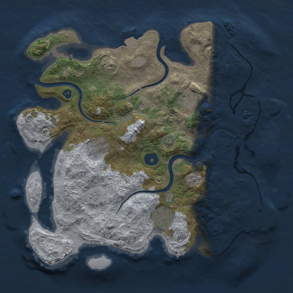 Rust Map: Procedural Map, Size: 3250, Seed: 26977, 10 Monuments