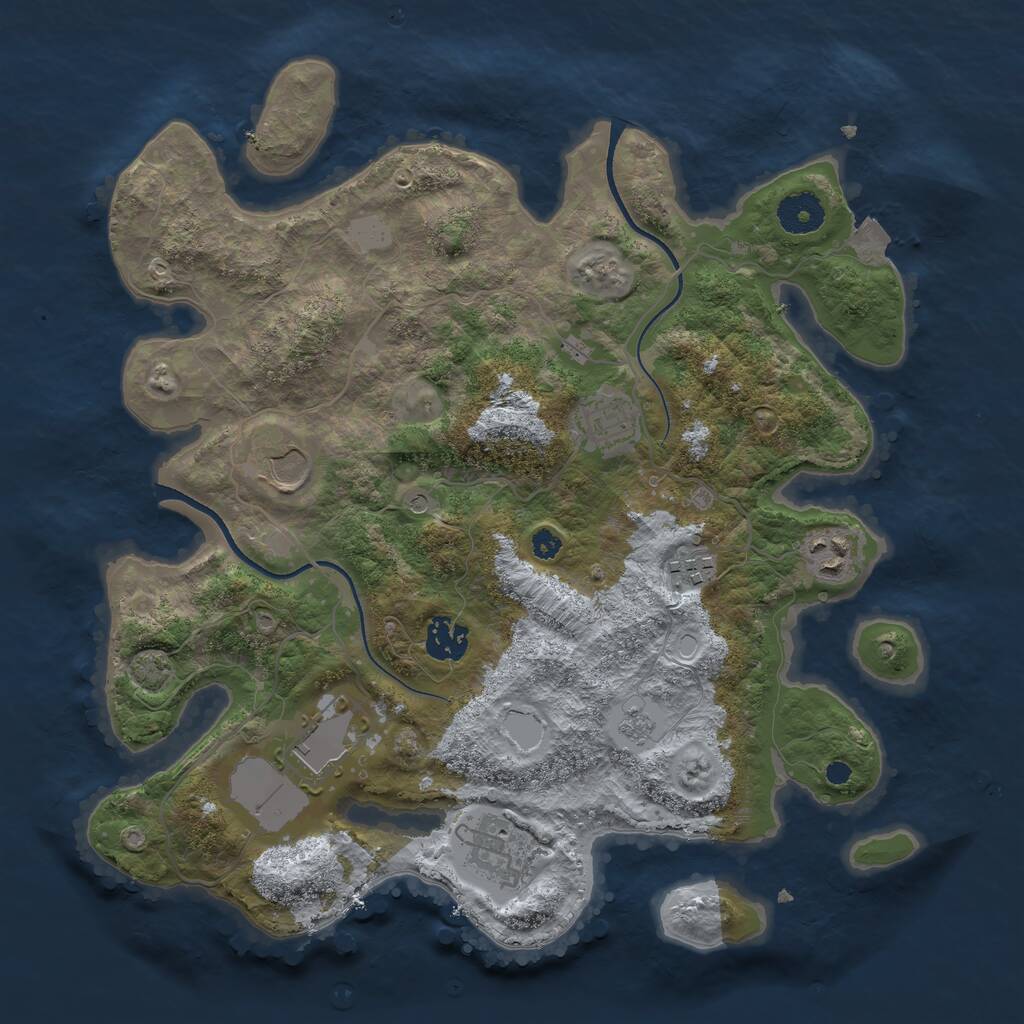 Rust Map: Procedural Map, Size: 3500, Seed: 85712492, 11 Monuments