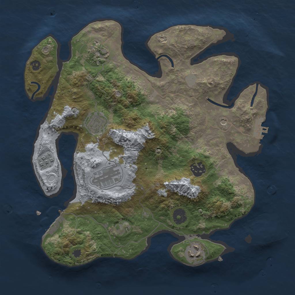 Rust Map: Procedural Map, Size: 3000, Seed: 886516833, 12 Monuments