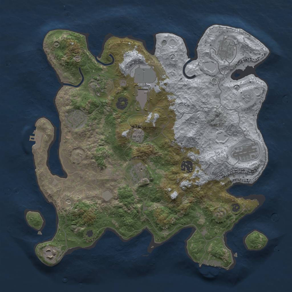 Rust Map: Procedural Map, Size: 3500, Seed: 1301752688, 16 Monuments
