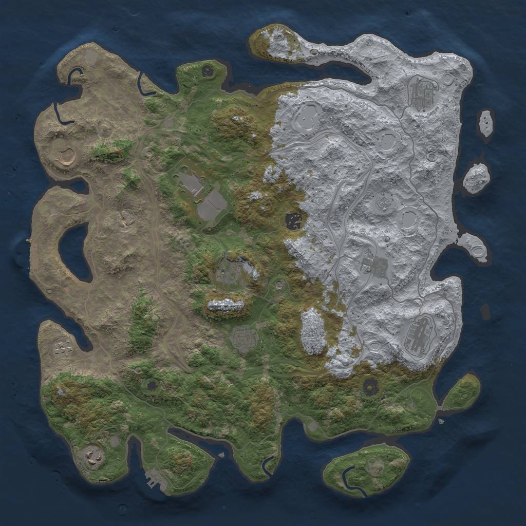 Rust Map: Procedural Map, Size: 4500, Seed: 3300568, 17 Monuments