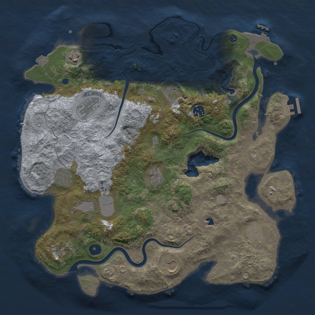 Rust Map: Procedural Map, Size: 4000, Seed: 764094576, 17 Monuments