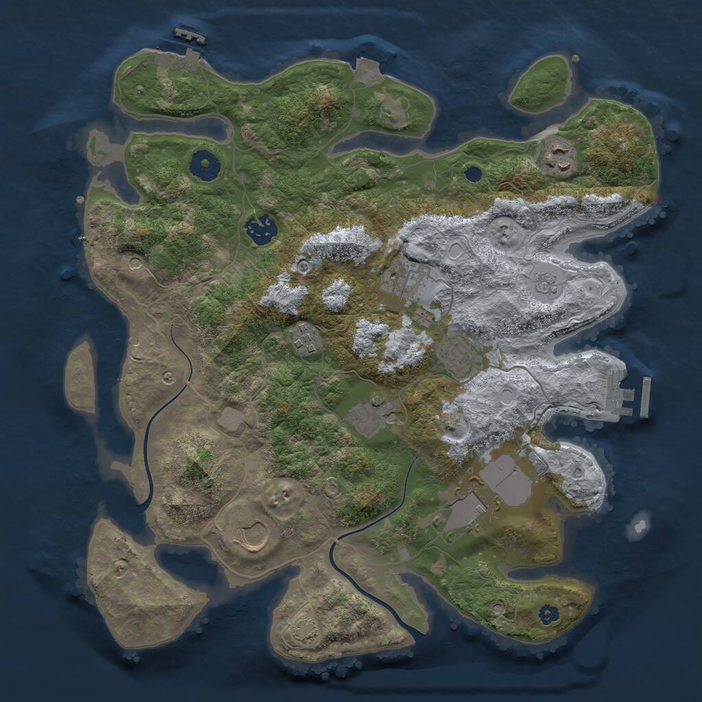 Rust Map: Procedural Map, Size: 3500, Seed: 7434, 14 Monuments