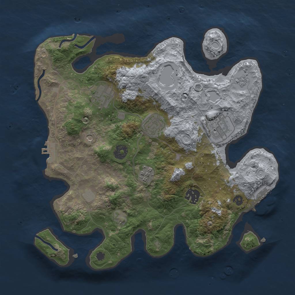 Rust Map: Procedural Map, Size: 3000, Seed: 2028496895, 12 Monuments