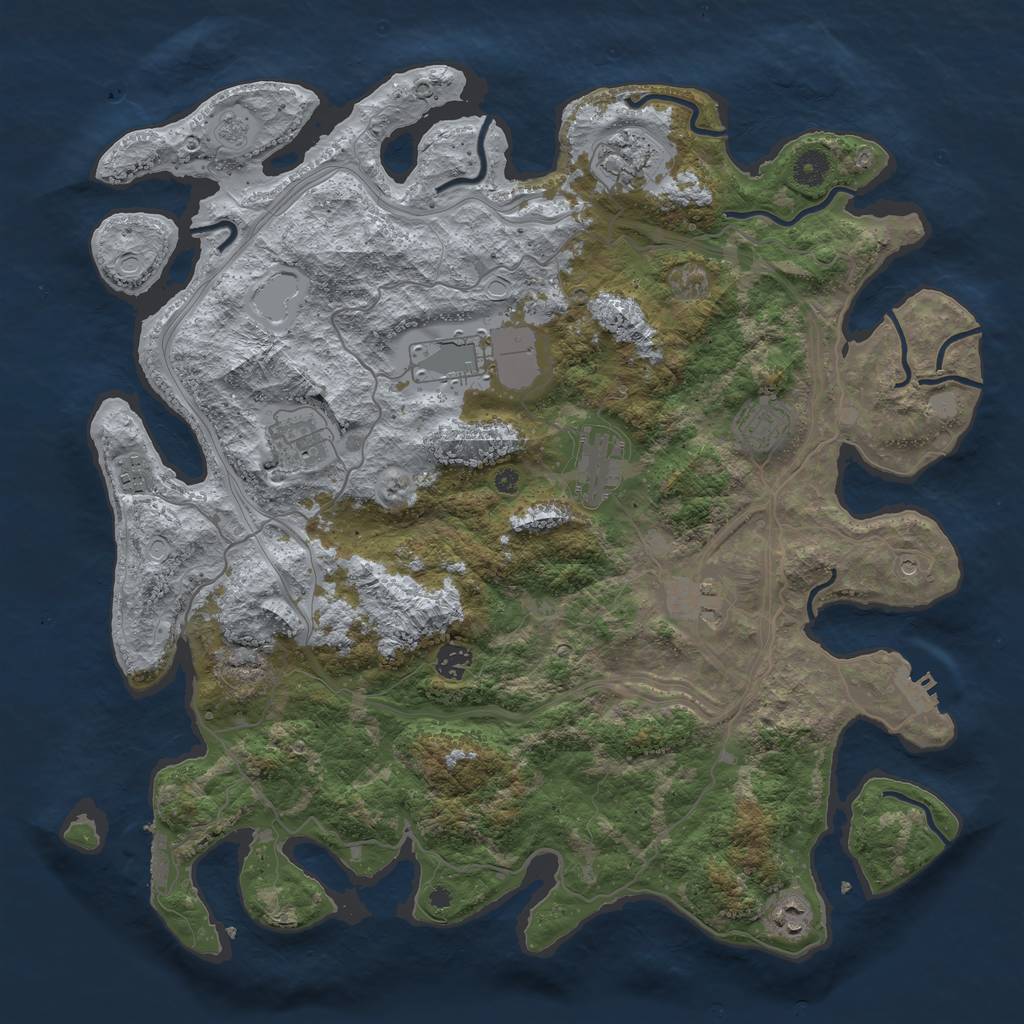 Rust Map: Procedural Map, Size: 4250, Seed: 1236512321, 16 Monuments