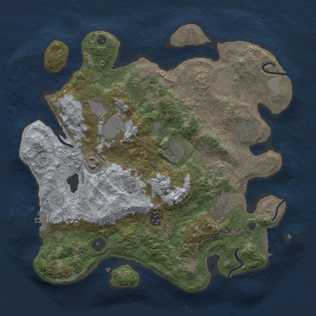 Rust Map: Procedural Map, Size: 3500, Seed: 19686, 16 Monuments