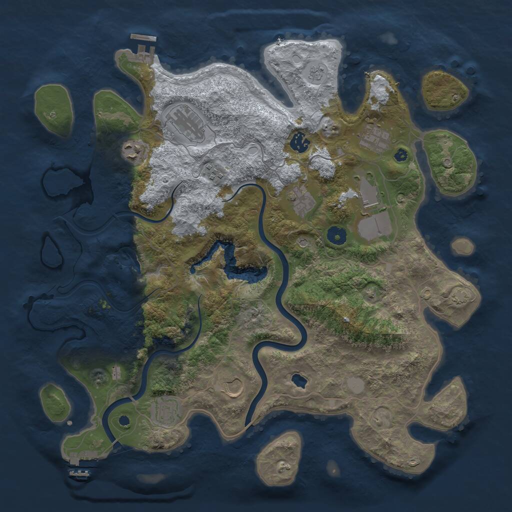 Rust Map: Procedural Map, Size: 4000, Seed: 1828399543, 15 Monuments