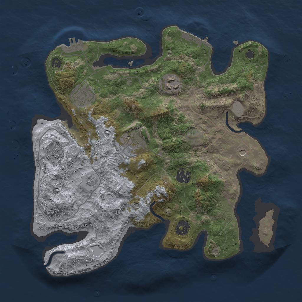 Rust Map: Procedural Map, Size: 3000, Seed: 635601517, 12 Monuments
