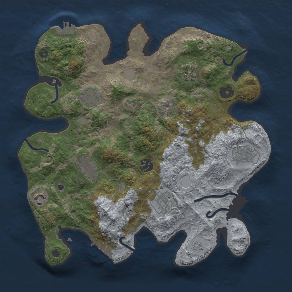 Rust Map: Procedural Map, Size: 3250, Seed: 20, 14 Monuments