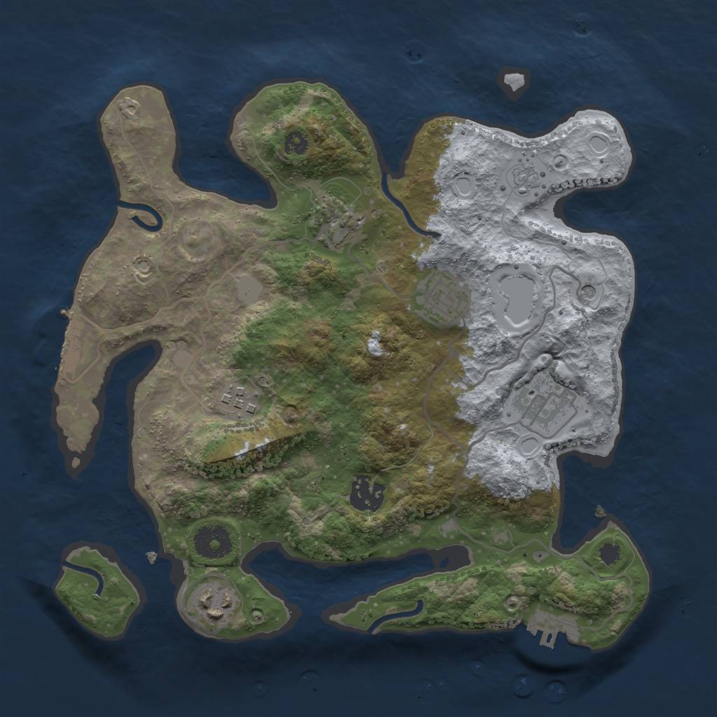 Rust Map: Procedural Map, Size: 3000, Seed: 2061401935, 13 Monuments