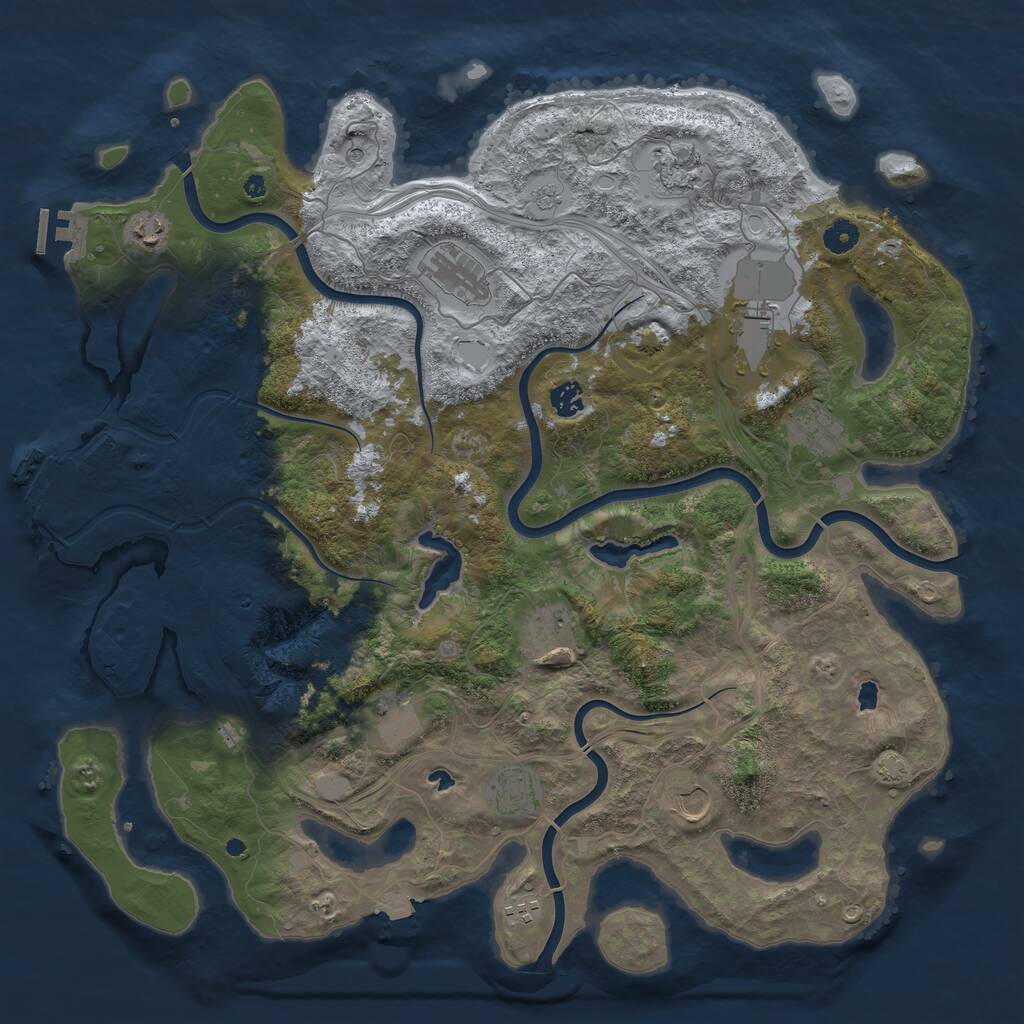 Rust Map: Procedural Map, Size: 4500, Seed: 1913518384, 17 Monuments