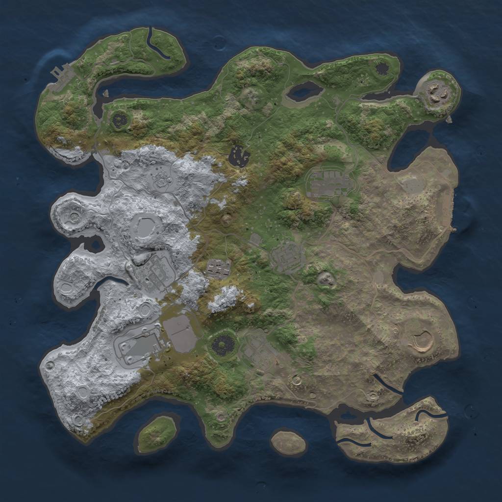 Rust Map: Procedural Map, Size: 3500, Seed: 184453656, 16 Monuments